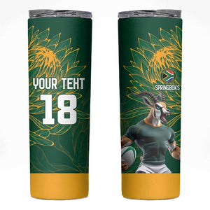 Rugby South Africa Champion Custom Skinny Tumbler Springboks Mascot - African Pride