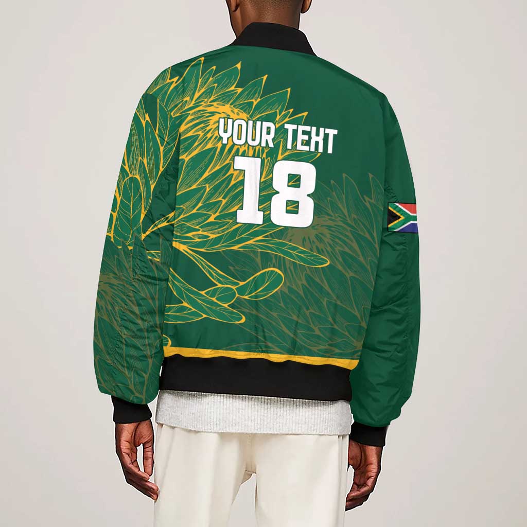 Rugby South Africa Champion Custom Sleeve Zip Bomber Jacket Springboks Mascot - African Pride