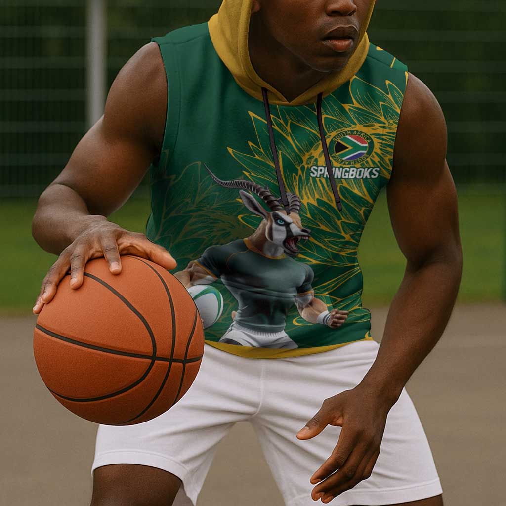Rugby South Africa Champion Custom Sleeveless Hoodie Springboks Mascot - African Pride