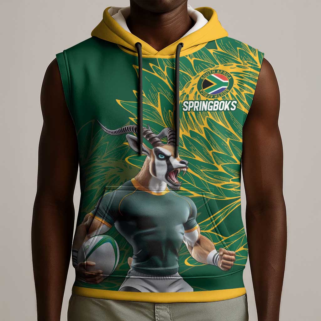 Rugby South Africa Champion Custom Sleeveless Hoodie Springboks Mascot - African Pride
