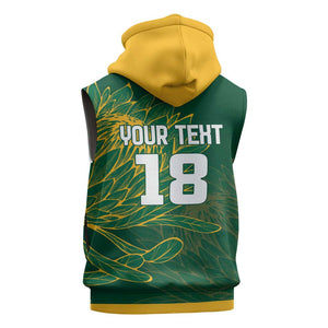 Rugby South Africa Champion Custom Sleeveless Zip Hoodie Springboks Mascot - African Pride