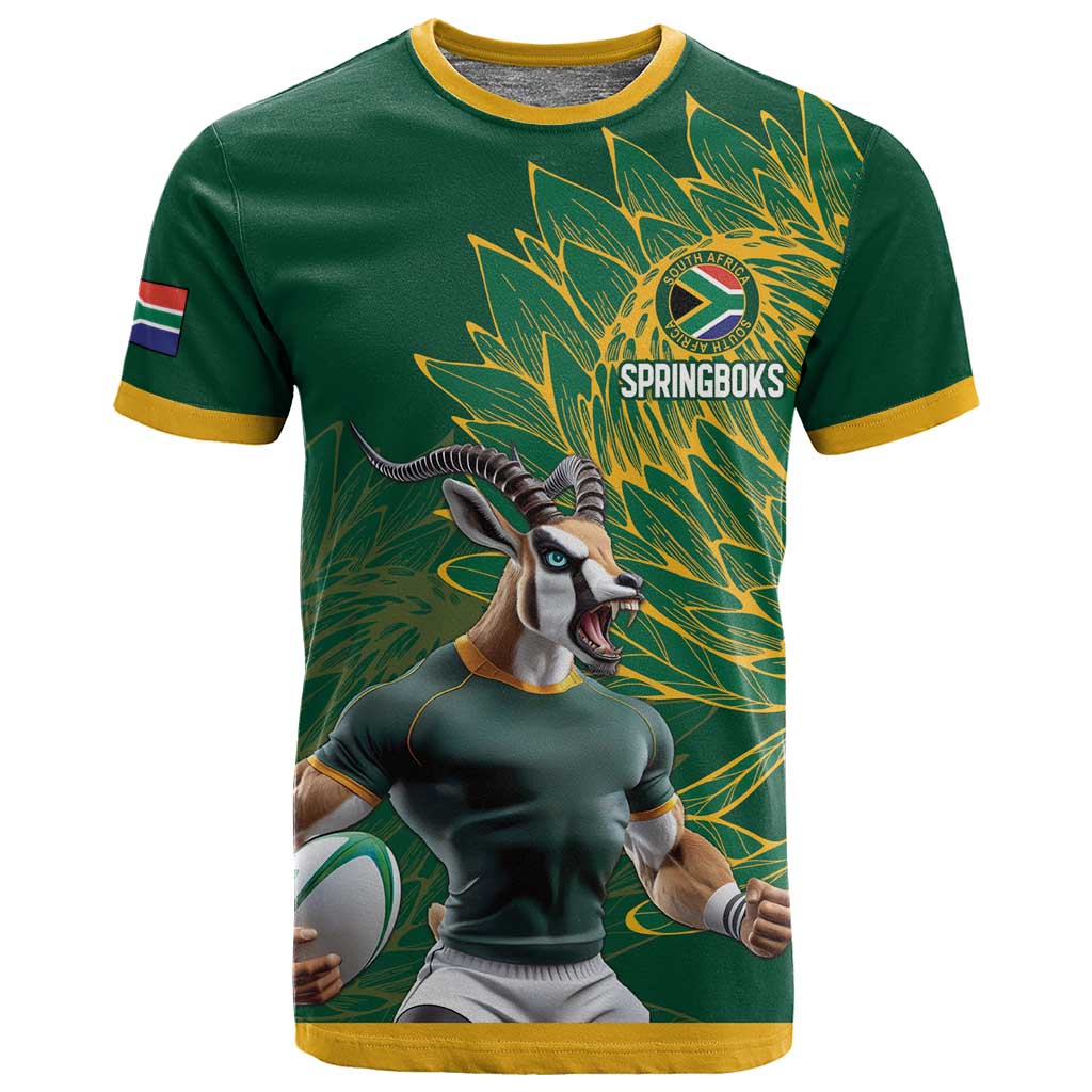 Rugby South Africa Champion Custom T shirt Springboks Mascot - African Pride