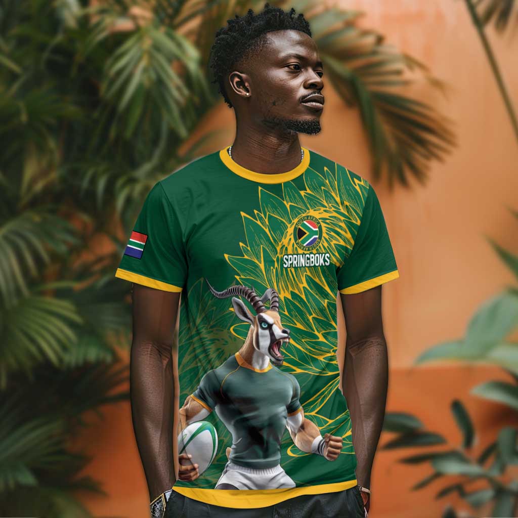 Rugby South Africa Champion Custom T shirt Springboks Mascot - African Pride