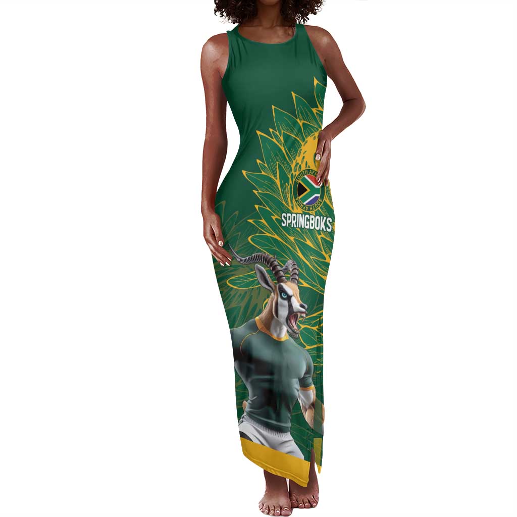 Rugby South Africa Champion Custom Tank Maxi Dress Springboks Mascot - African Pride