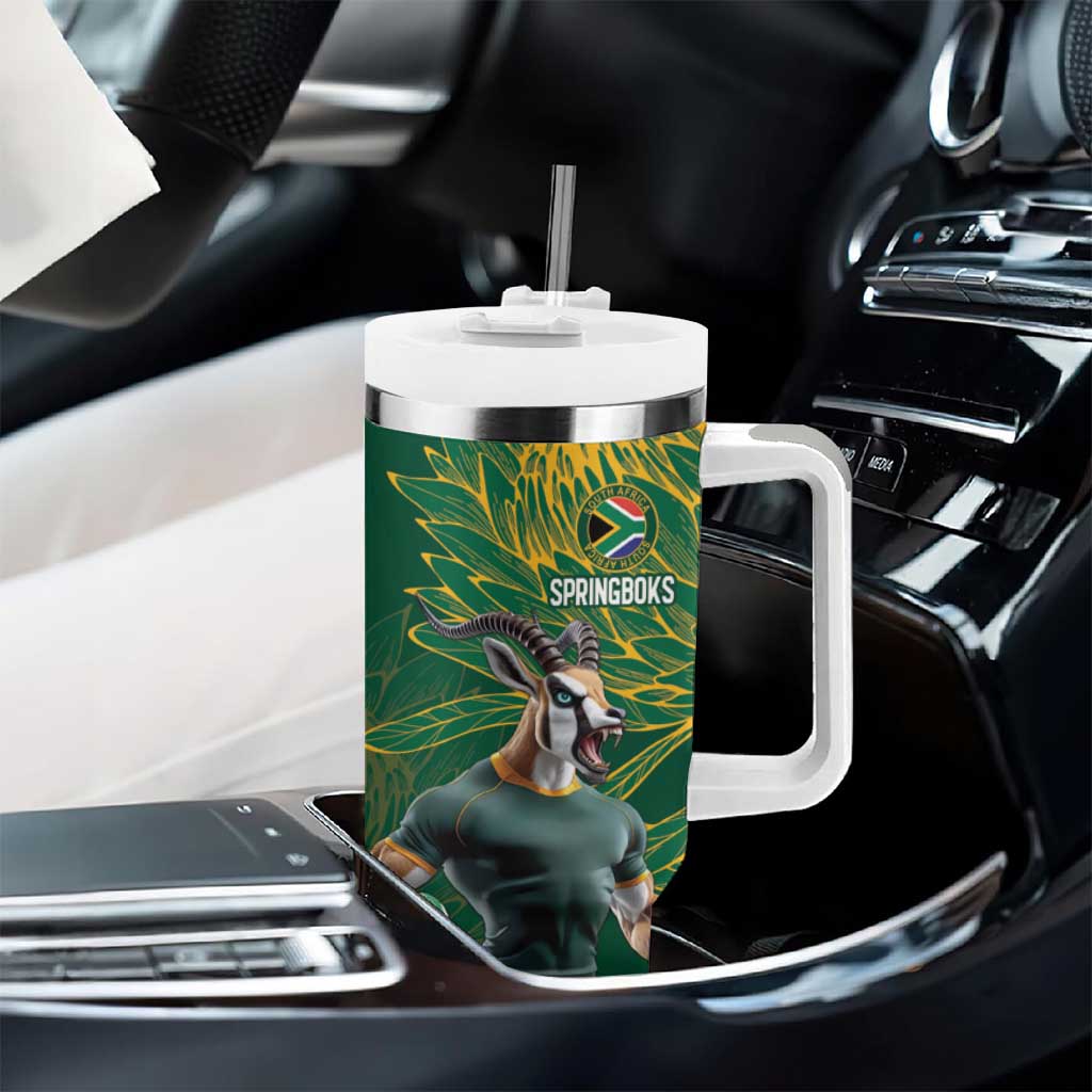 Rugby South Africa Champion Custom Tumbler With Handle Springboks Mascot - African Pride