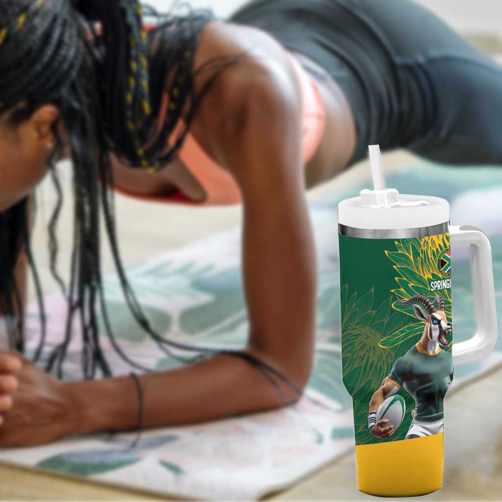 Rugby South Africa Champion Custom Tumbler With Handle Springboks Mascot - African Pride