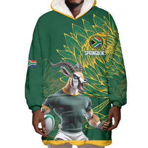 Rugby South Africa Champion Custom Wearable Blanket Hoodie Springboks Mascot - African Pride
