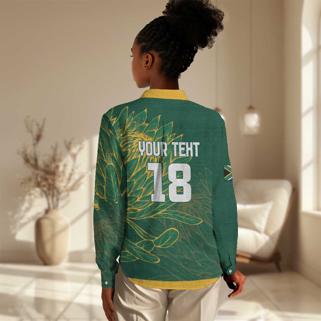 Rugby South Africa Champion Custom Women Casual Shirt Springboks Mascot - African Pride