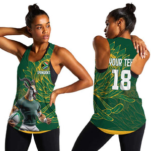 Rugby South Africa Champion Custom Women Racerback Tank Springboks Mascot - African Pride