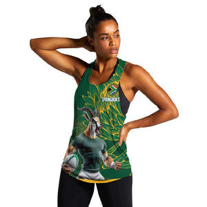 Rugby South Africa Champion Custom Women Racerback Tank Springboks Mascot - African Pride