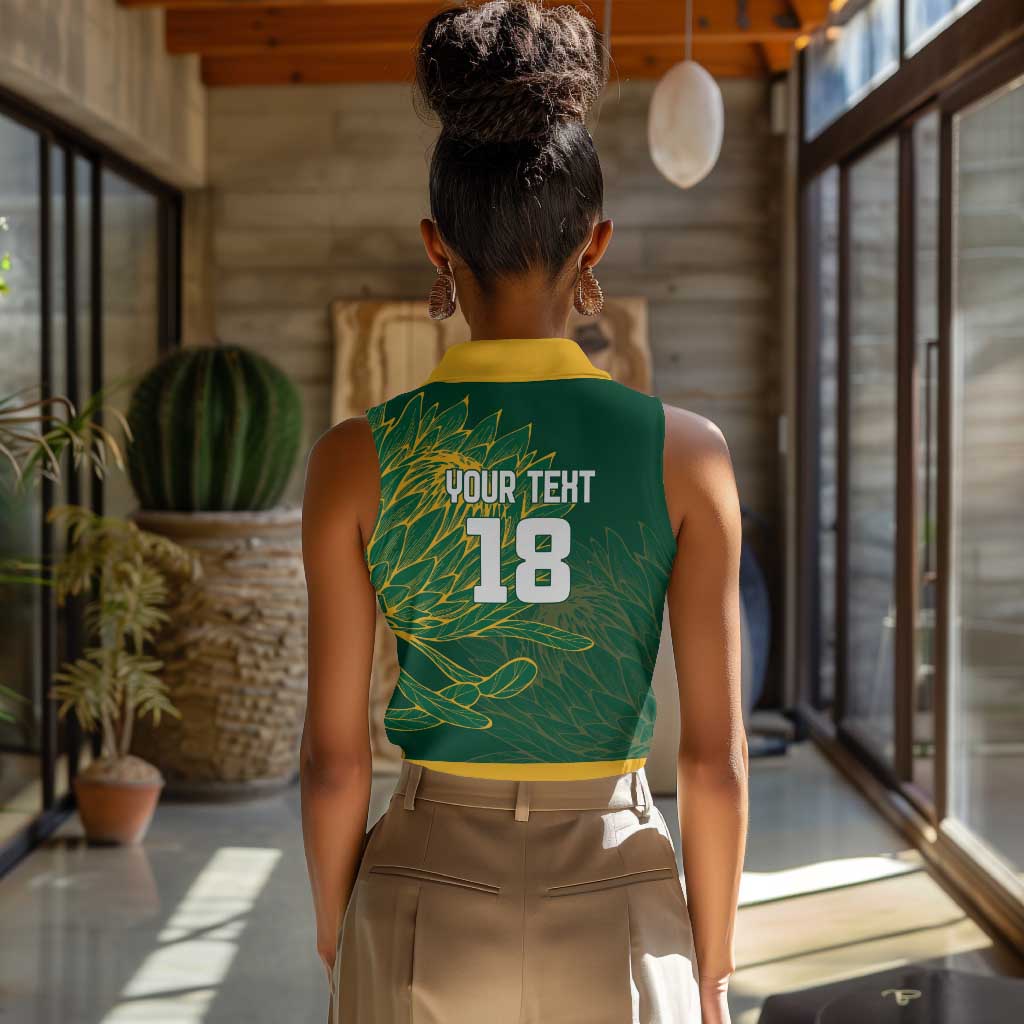 Rugby South Africa Champion Custom Women Sleeveless Polo Shirt Springboks Mascot - African Pride