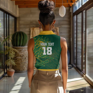 Rugby South Africa Champion Custom Women Sleeveless Polo Shirt Springboks Mascot - African Pride