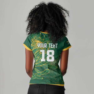 Rugby South Africa Champion Custom Women V-Neck T-Shirt Springboks Mascot - African Pride