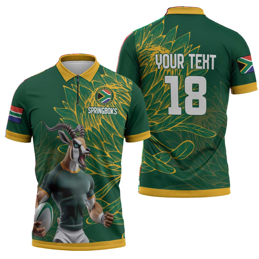 Rugby South Africa Champion Custom Zipper Polo Shirt Springboks Mascot