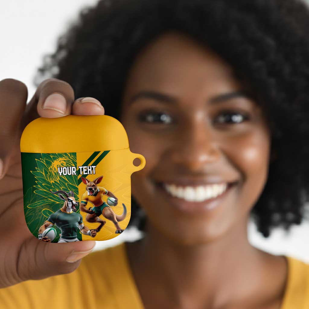 South Africa Australia Rugby Champion Personalized AirPods Case Springboks Wallabies Mascot