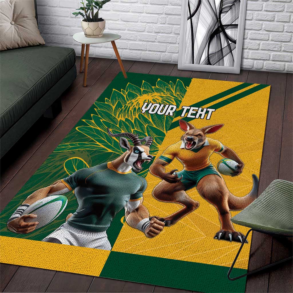 South Africa Australia Rugby Champion Personalized Area Rug Springboks Wallabies Mascot - African Pride