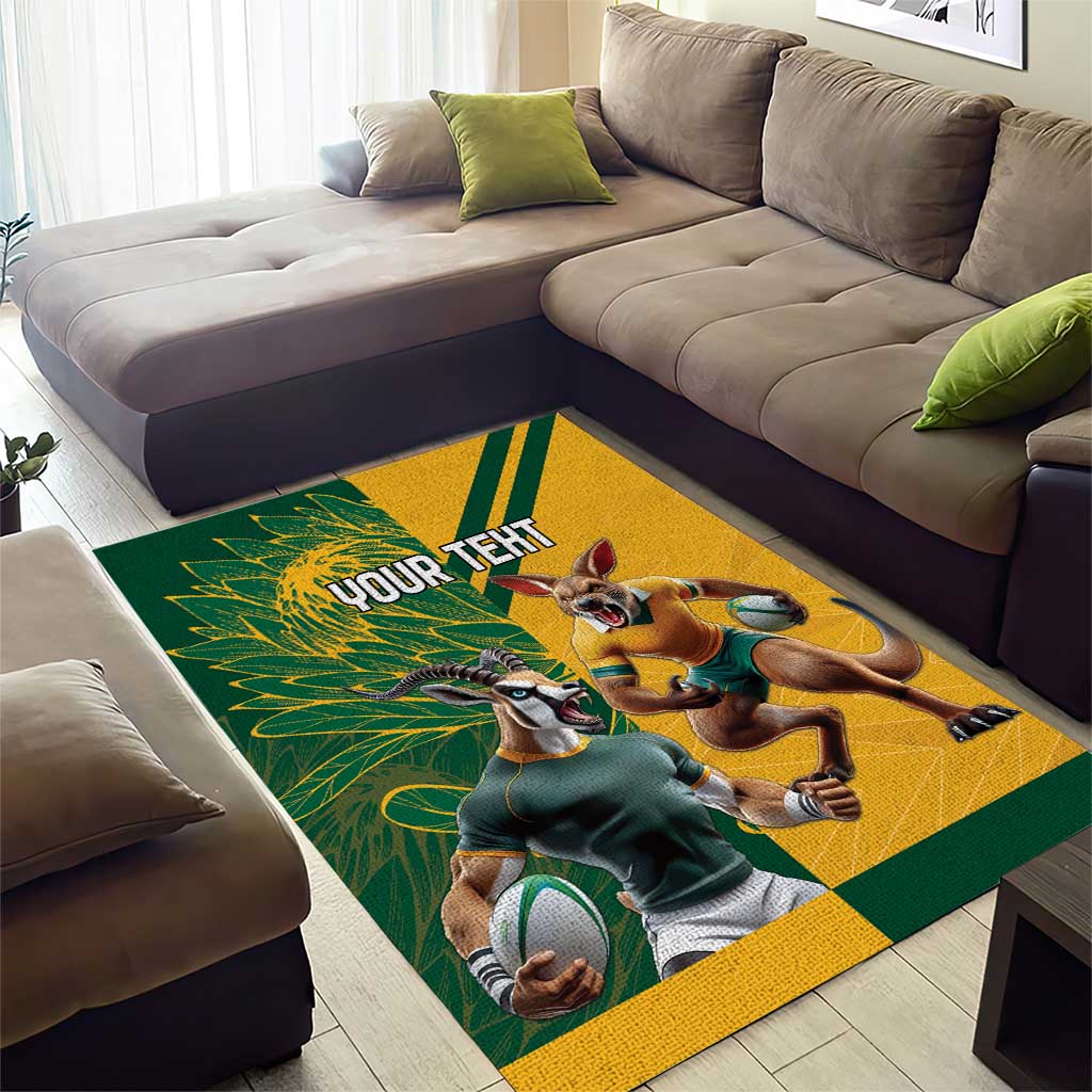 South Africa Australia Rugby Champion Personalized Area Rug Springboks Wallabies Mascot - African Pride