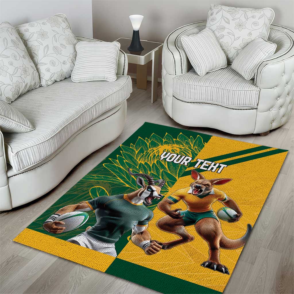 South Africa Australia Rugby Champion Personalized Area Rug Springboks Wallabies Mascot - African Pride