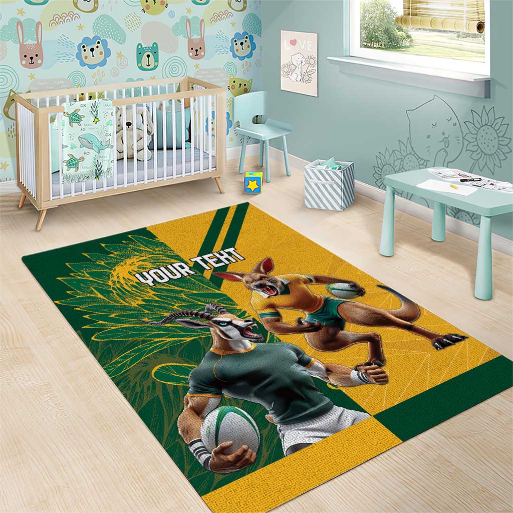 South Africa Australia Rugby Champion Personalized Area Rug Springboks Wallabies Mascot - African Pride