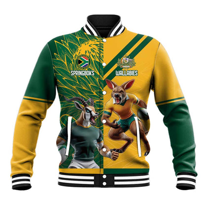 South Africa Australia Rugby Champion Personalized Baseball Jacket Springboks Wallabies Mascot - African Pride