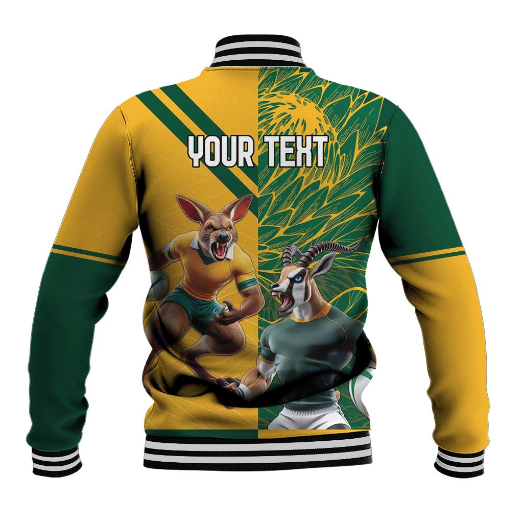 South Africa Australia Rugby Champion Personalized Baseball Jacket Springboks Wallabies Mascot - African Pride