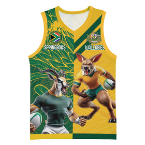 South Africa Australia Rugby Champion Personalized Basketball Jersey Springboks Wallabies Mascot - African Pride