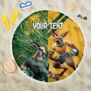 South Africa Australia Rugby Champion Personalized Beach Blanket Springboks Wallabies Mascot - African Pride