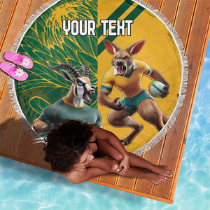 South Africa Australia Rugby Champion Personalized Beach Blanket Springboks Wallabies Mascot - African Pride