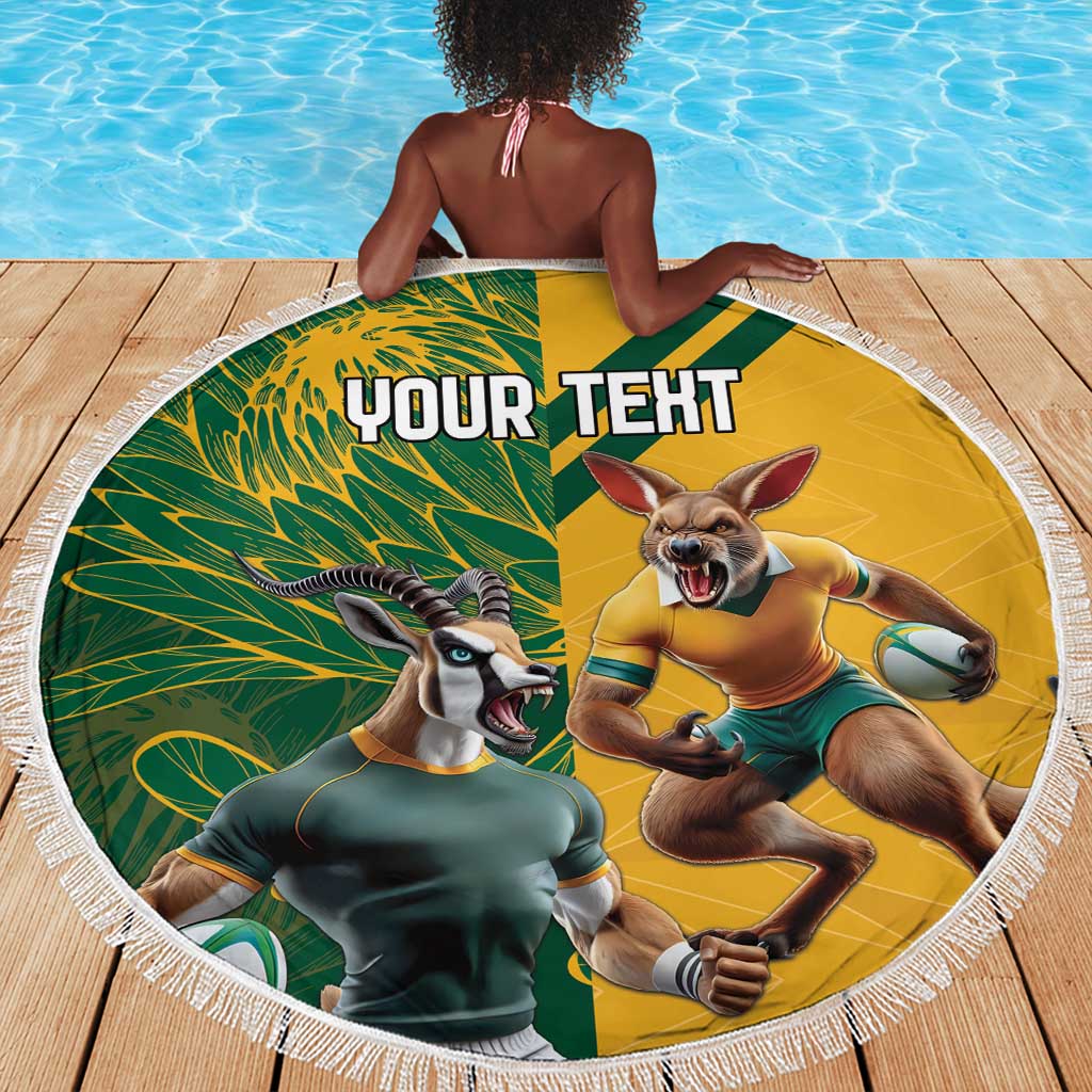 South Africa Australia Rugby Champion Personalized Beach Blanket Springboks Wallabies Mascot - African Pride