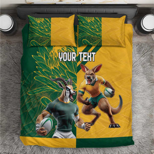 South Africa Australia Rugby Champion Personalized Bedding Set Springboks Wallabies Mascot - African Pride