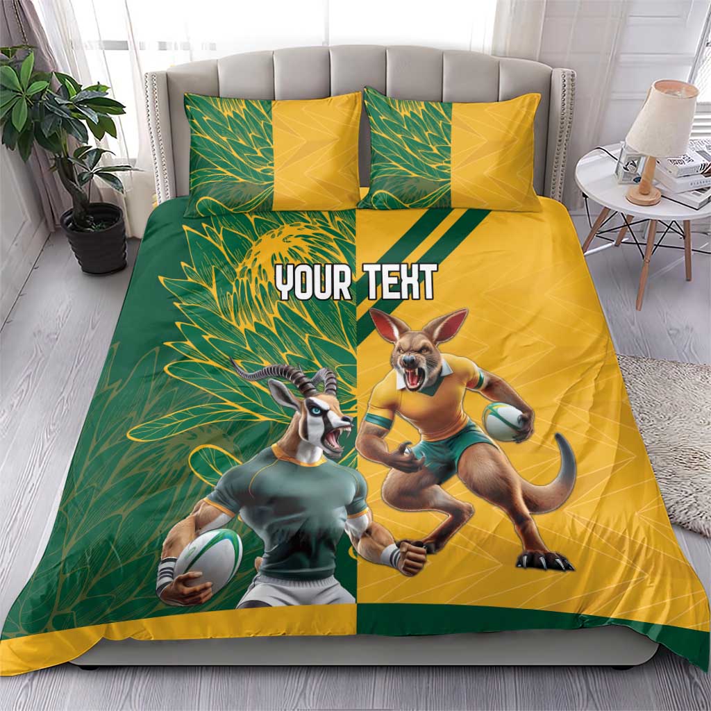 South Africa Australia Rugby Champion Personalized Bedding Set Springboks Wallabies Mascot - African Pride