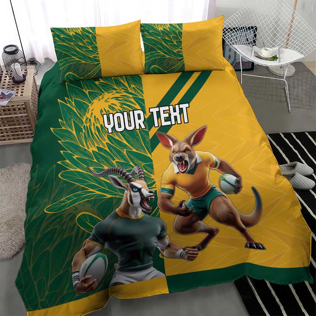 South Africa Australia Rugby Champion Personalized Bedding Set Springboks Wallabies Mascot - African Pride