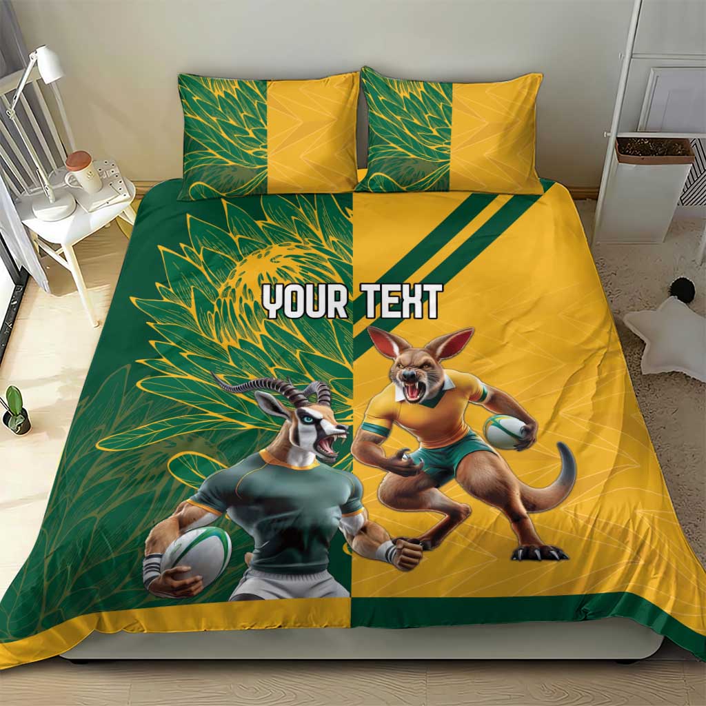 South Africa Australia Rugby Champion Personalized Bedding Set Springboks Wallabies Mascot - African Pride