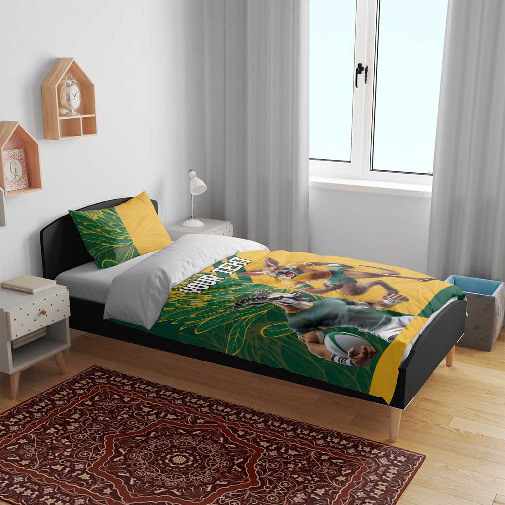 South Africa Australia Rugby Champion Personalized Bedding Set Springboks Wallabies Mascot - African Pride