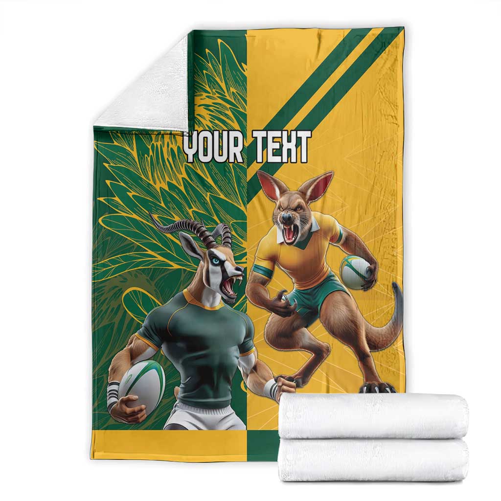 South Africa Australia Rugby Champion Personalized Blanket Springboks Wallabies Mascot - African Pride