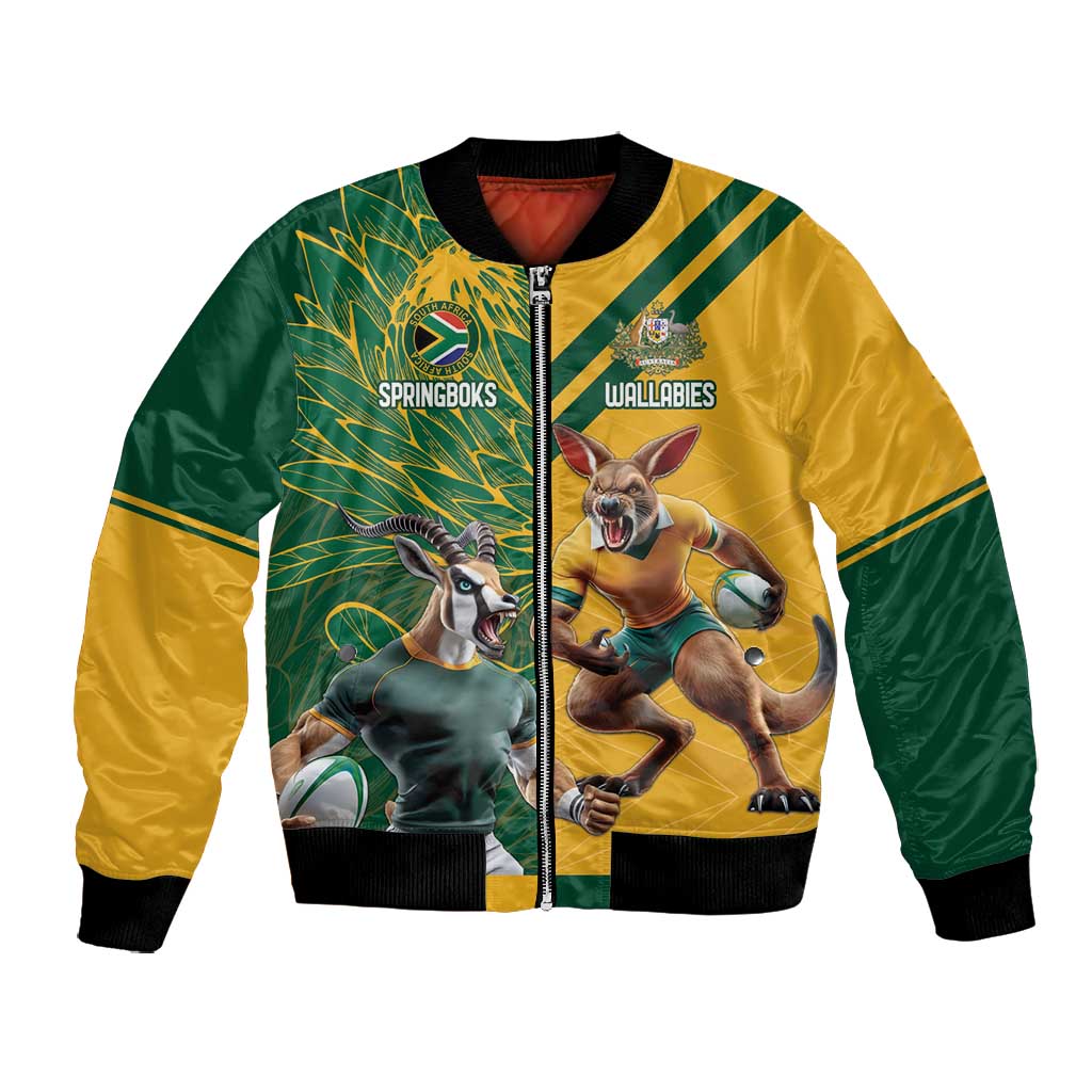 South Africa Australia Rugby Champion Personalized Bomber Jacket Springboks Wallabies Mascot - African Pride