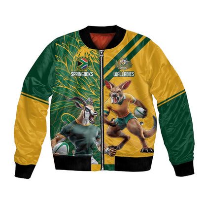 South Africa Australia Rugby Champion Personalized Bomber Jacket Springboks Wallabies Mascot - African Pride