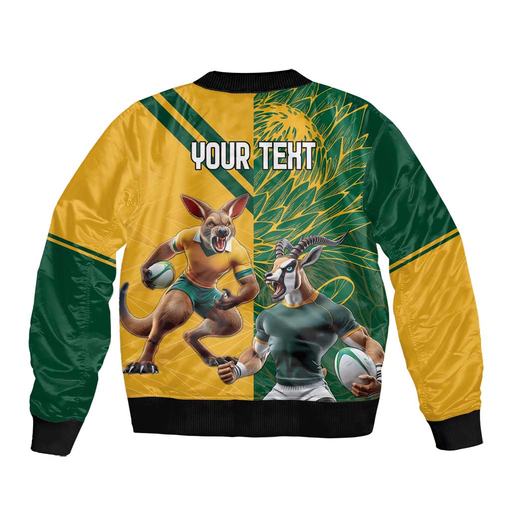 South Africa Australia Rugby Champion Personalized Bomber Jacket Springboks Wallabies Mascot - African Pride