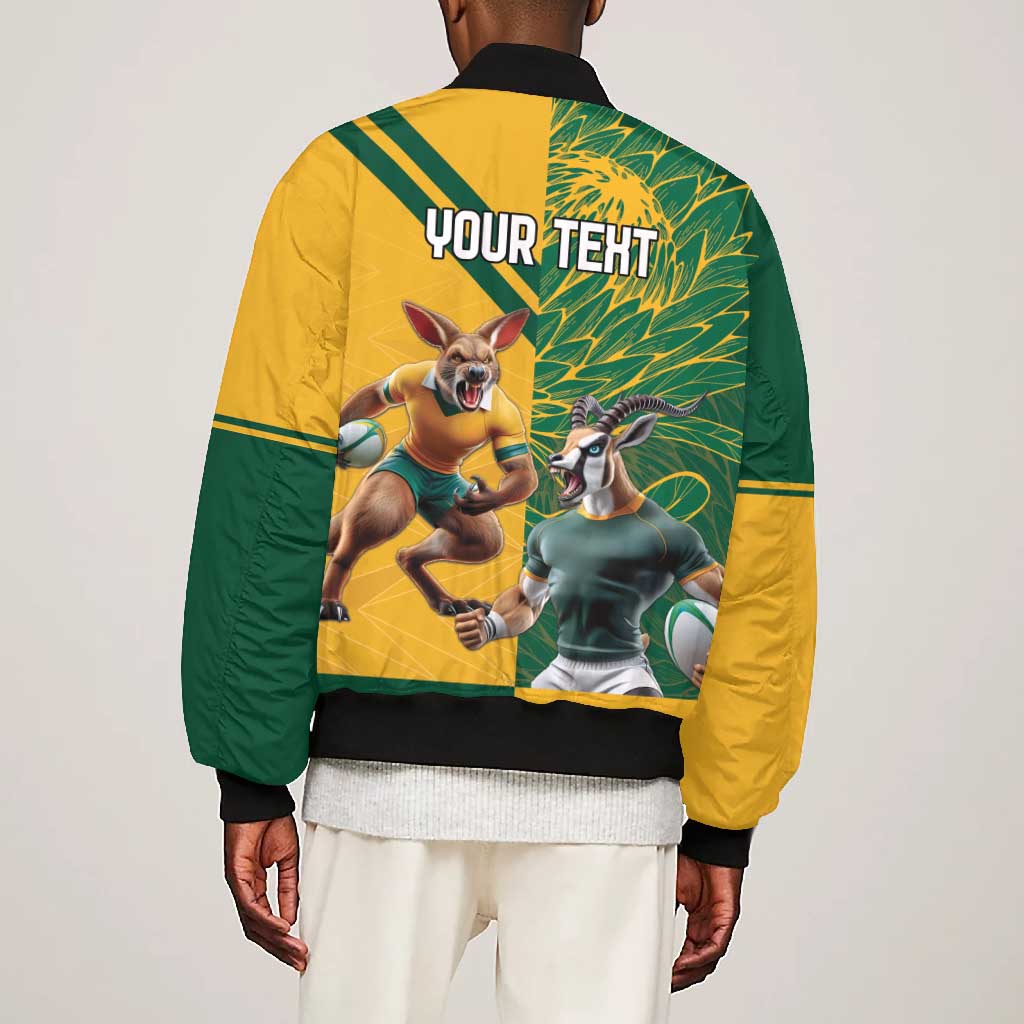 South Africa Australia Rugby Champion Personalized Bomber Jacket Springboks Wallabies Mascot - African Pride