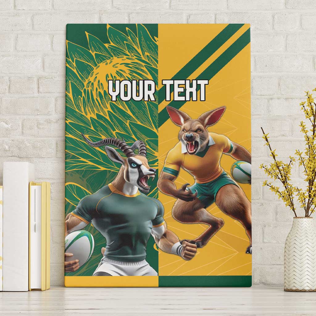 South Africa Australia Rugby Champion Personalized Canvas Wall Art Springboks Wallabies Mascot - African Pride