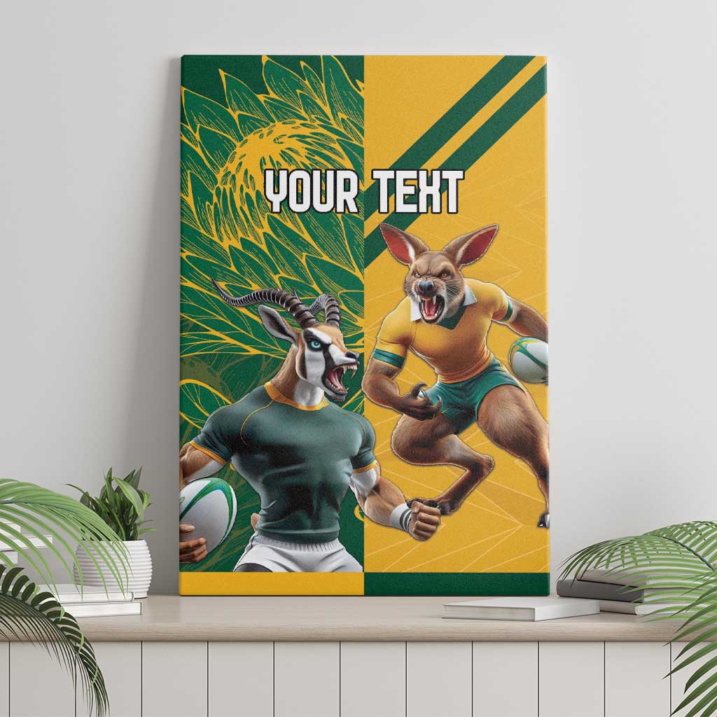 South Africa Australia Rugby Champion Personalized Canvas Wall Art Springboks Wallabies Mascot - African Pride