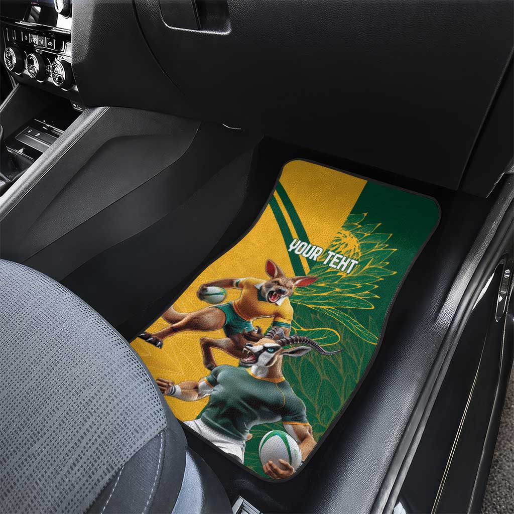 South Africa Australia Rugby Champion Personalized Car Mats Springboks Wallabies Mascot - African Pride