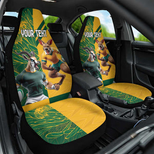 South Africa Australia Rugby Champion Personalized Car Seat Cover Springboks Wallabies Mascot - African Pride
