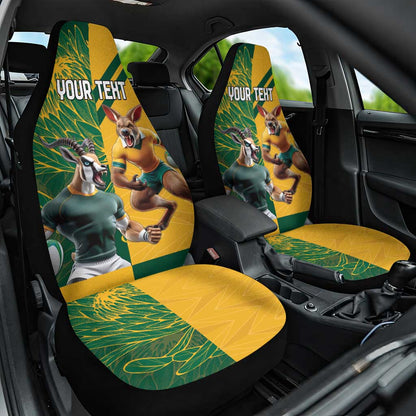 South Africa Australia Rugby Champion Personalized Car Seat Cover Springboks Wallabies Mascot - African Pride