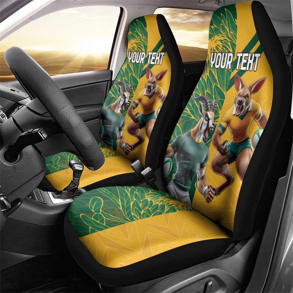 South Africa Australia Rugby Champion Personalized Car Seat Cover Springboks Wallabies Mascot - African Pride
