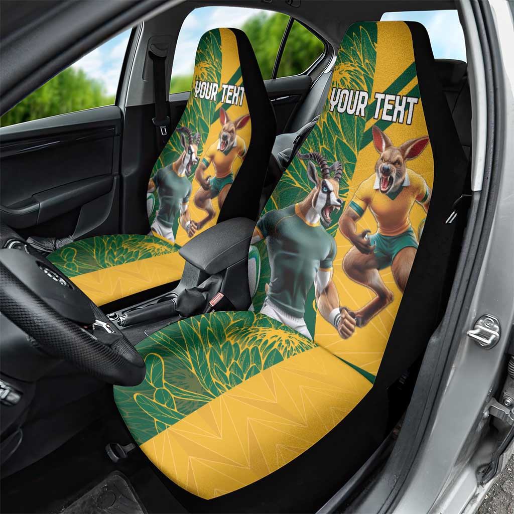 South Africa Australia Rugby Champion Personalized Car Seat Cover Springboks Wallabies Mascot - African Pride