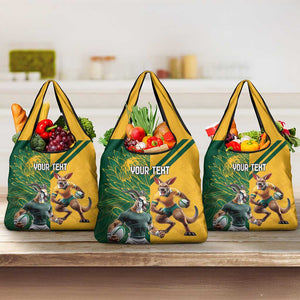 South Africa Australia Rugby Champion Personalized Grocery Bag Springboks Wallabies Mascot - African Pride