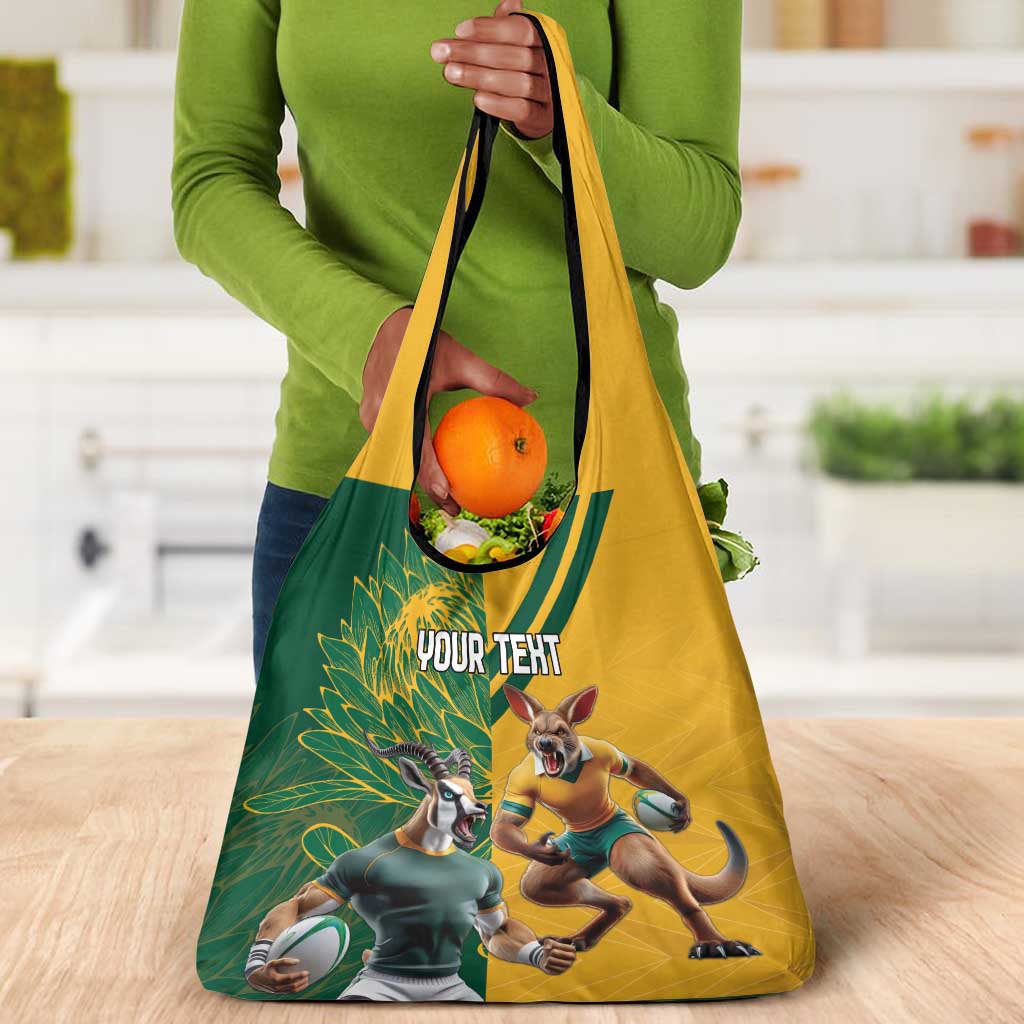 South Africa Australia Rugby Champion Personalized Grocery Bag Springboks Wallabies Mascot - African Pride