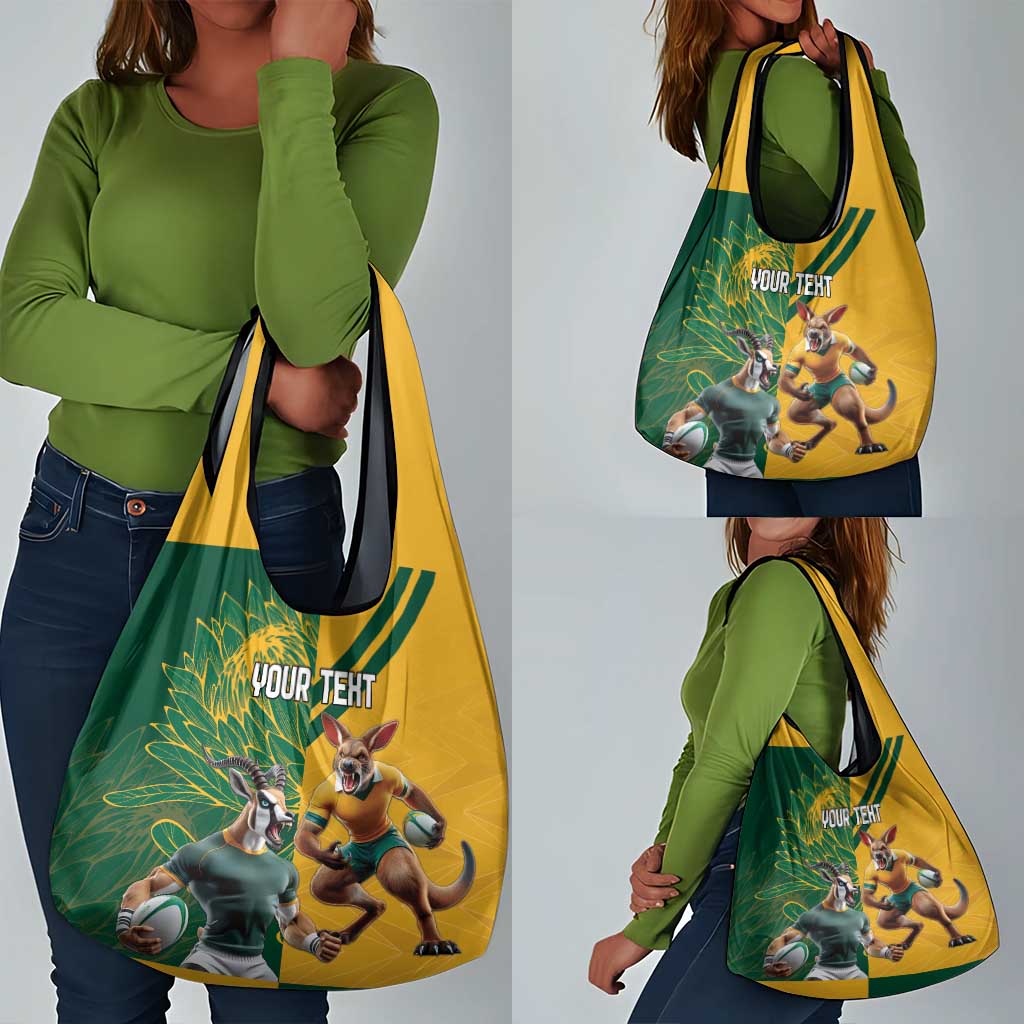 South Africa Australia Rugby Champion Personalized Grocery Bag Springboks Wallabies Mascot - African Pride
