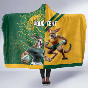 South Africa Australia Rugby Champion Personalized Hooded Blanket Springboks Wallabies Mascot - African Pride